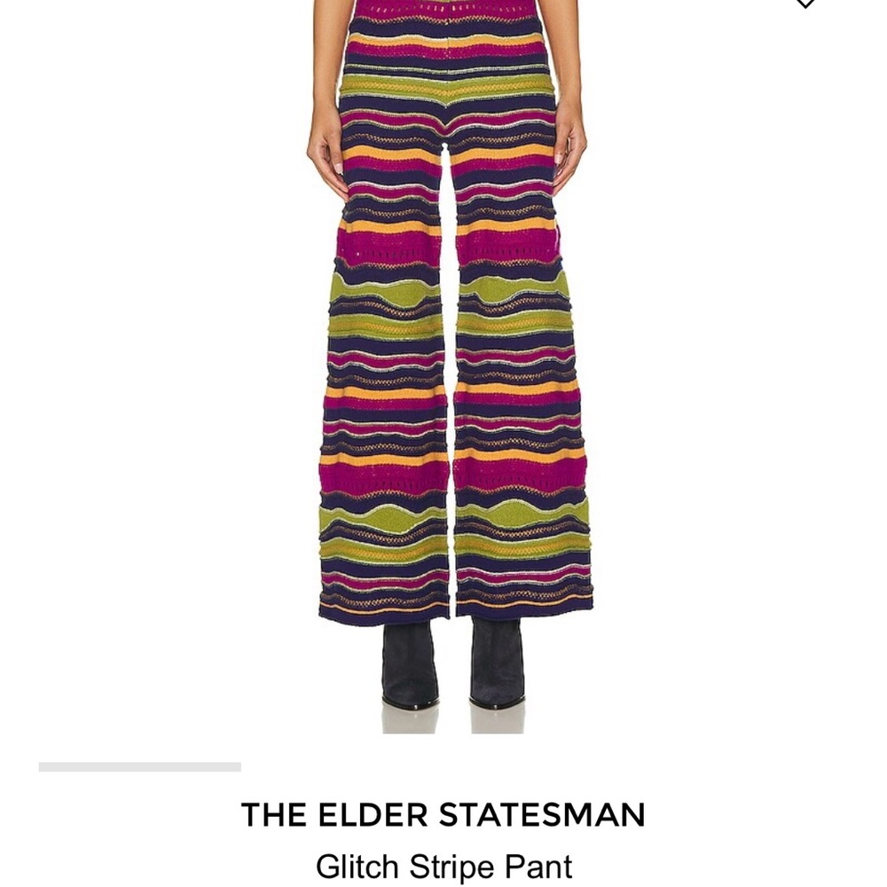 The Elder Statesman Wide Leg Striped Knit Pants
